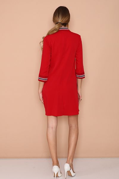 GAJA MÂNECĂ ȘI GÂTUL TRICOT DETALAT ROCHIE CU buzunare CU PLISĂ ÎN FAȚĂ GJ 5311201