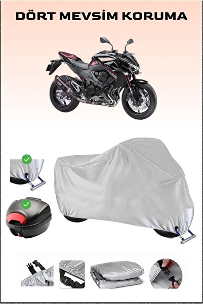 Breen مشمع دراجة نارية رمادي لـ Kawasaki Z 800 - حقيبة خلفية وقفل متوافق، آمن