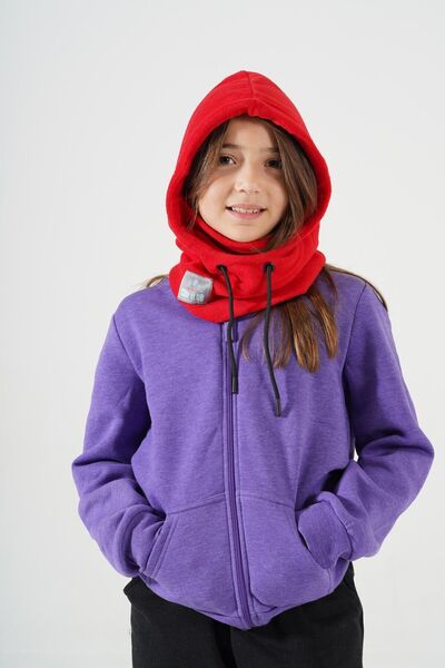 Cosy Club Shop Kız Çocuk Kırmızı Polar Balaklava Bere Sıcak Tutan Kar Maskesi Boyunluk Şapka Atkı