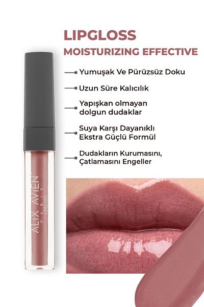 Alix Avien Moisturizing Lip Gloss That Does Not Leave Sticky Feel Long - Lipgloss 02 Dusty Rose