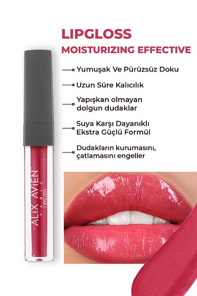 Alix Avien Moisturizing Lip Gloss That Does Not Leave Sticky Feel Long-Lasting-Lipgloss 12 Juicy Strawberry