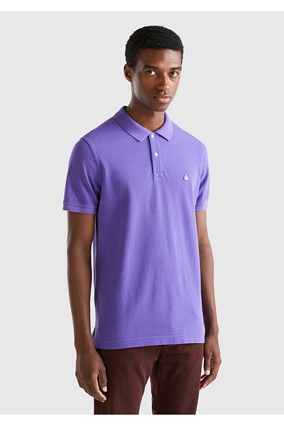United Colors of Benetton Tricou polo cu mânecă scurtă pentru bărbați, violet, cu croiala normală