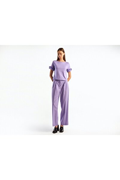 United Colors of Benetton Tricou de damă cu volane liliac Koton