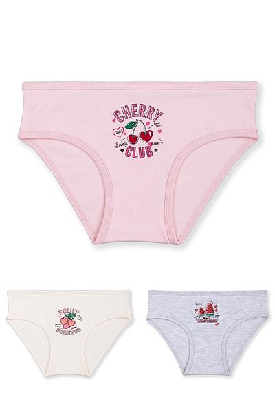 BAYKAR Chiloți de bikini cu imprimeu colorat din bumbac pentru fete - pachet de 3 5320