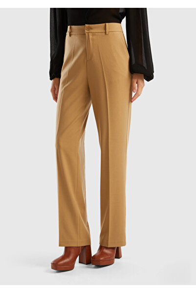 United Colors of Benetton Pantaloni de damă bronzați - Poliviscos Soft, Regul...