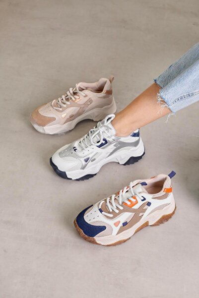 Stil Durağı REİANA MODEL 5 CM TABANLI YENİ SEZON SPOR AYAKKABI SNEAKERS BEY.LACV