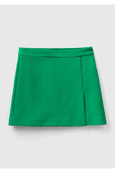 United Colors of Benetton Зелена мини пола от поливискоза - Дамска, с цип отстрани