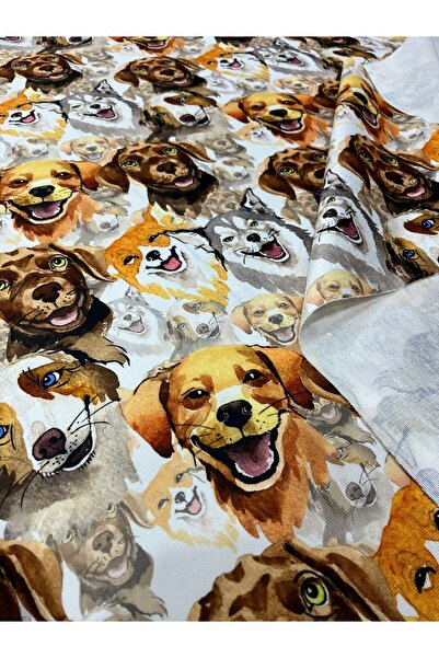 Enesar Home Hayvan Desenli Köpek Desenli Dijital Baskı Döşemelik Kumaş