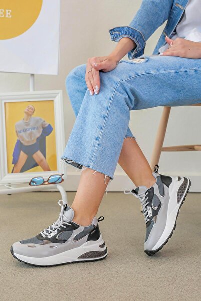Stil Durağı 78157 MODEL YENİ SEZON SPOR AYAKKABI SNEAKERS GRI.SIY