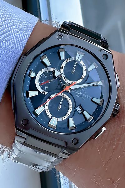 Daniel Klein Men's Smoked Color Steel Watchband - 3 Atm Waterproof, Gift Bracelet - Dke2065C1