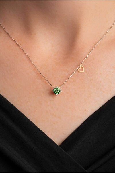 So CHIC... Created Tourmaline Taşlı Clarit Serisi 8 Ayar Beyaz Altın Kolye