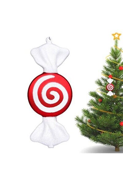 Parti Dükkanım Crveno-beli bombon Sa šljokicama ukras za božićno drvo 16 cm 1...