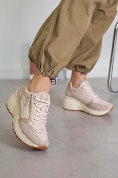 Stil Durağı S62159 Model 8 Cm Dolgu Taban Spor Ayakakbı Ten.Suet