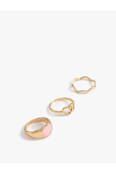 Koton Steel Heart Ring Set - 4 Pieces