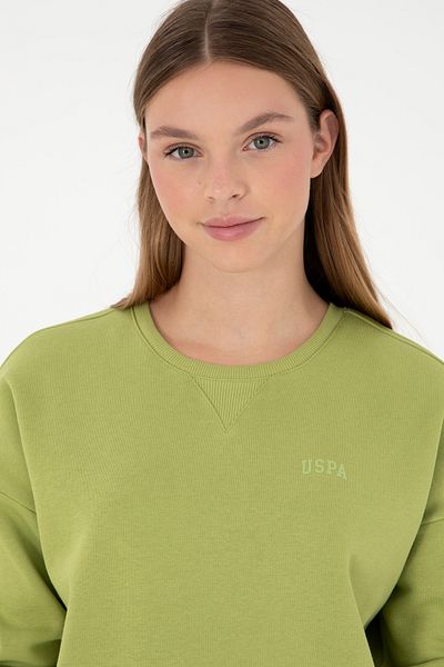U.S. Polo Assn. Women's Pistachio Green Basic Crew Neck Sweatshirt 50297296 -Vr087
