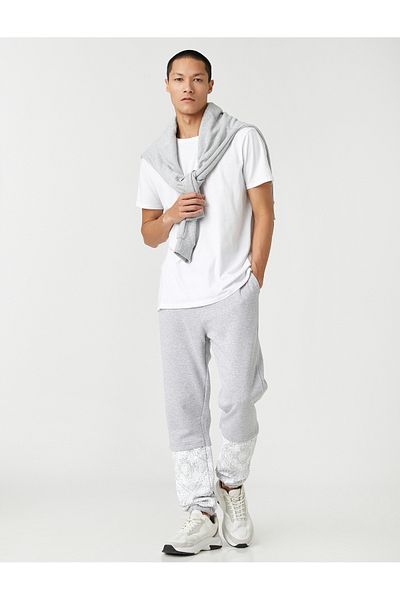 Koton Φούτερ με φλοράλ εμπριμέ Basic Jogger - Ράβδος με κορδόνια στη μέση