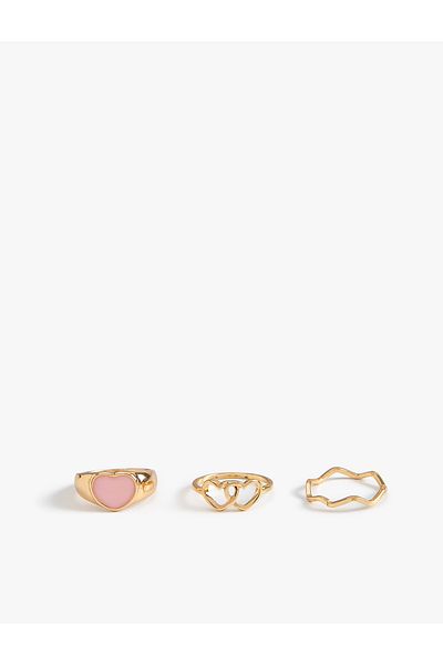 Koton Steel Heart Ring Set - 4 Pieces