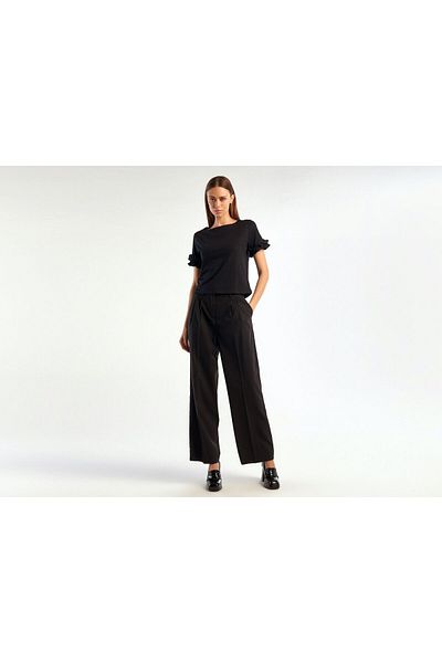 United Colors of Benetton Poliviscos negru - Pantaloni de damă cu picioare largi