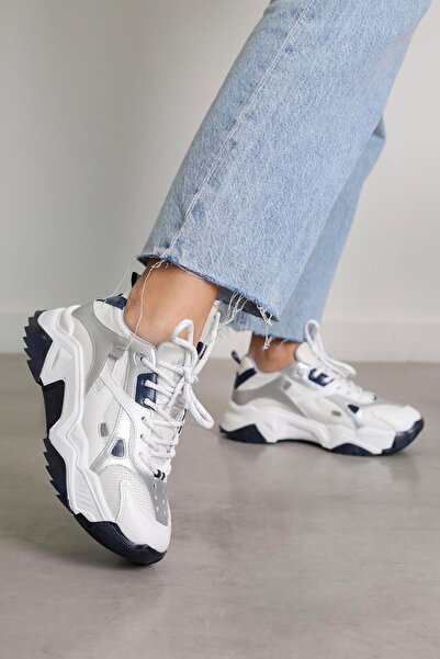 Stil Durağı REİANA MODEL 5 CM TABANLI YENİ SEZON SPOR AYAKKABI SNEAKERS BEY.LACV