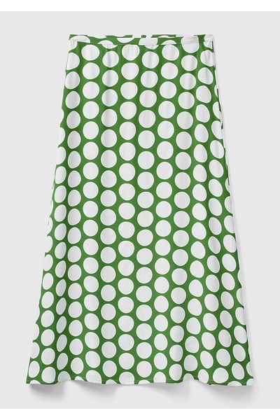 United Colors of Benetton Women's Green 100% Viscous Polka Dot Long Skirt with Side Zipper
