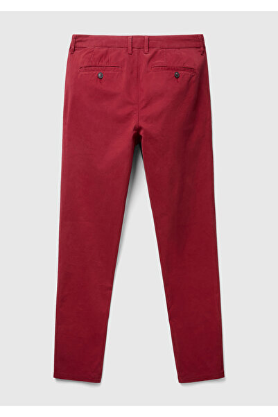 United Colors of Benetton Erkek Bordo Slim Fit Chino Pantolon