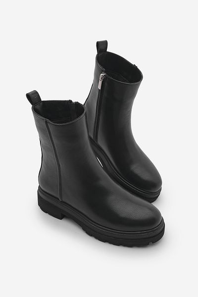 Marjin Women's Black Casual Boots - Serrated and Thick Soled Rintos