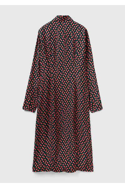 United Colors of Benetton Ροζ φλοράλ στάμπα παχύρρευστο πουκάμισο γιακά μακρυμάνικο γυναικείο φόρεμα