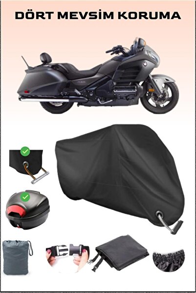 Breen Black Rear Bag and Lock Compatible Motorcycle Tarpaulin for Honda Goldw...