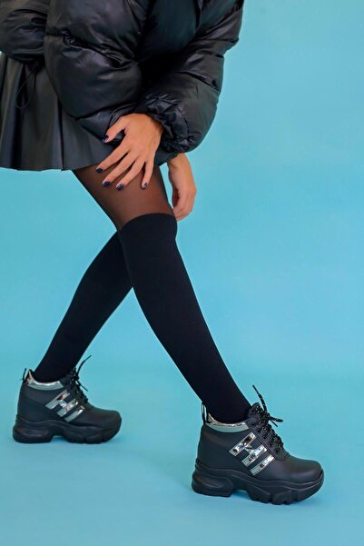 Stil Durağı Lucasu Model 9 Cm Dolgu Taban Yeni Sezon Spor Ayakkabı Sneakars Sıy.platın