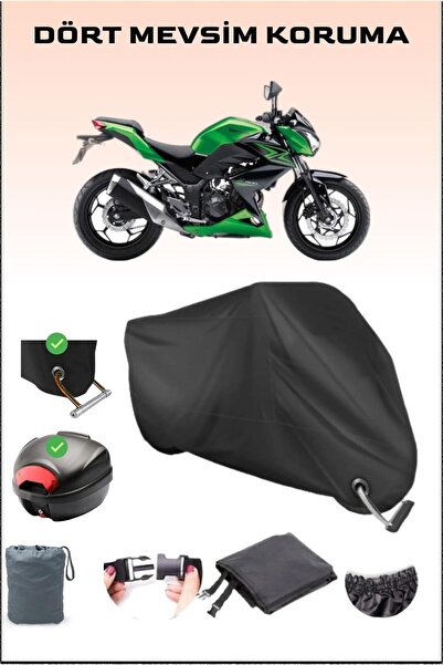Breen حقيبة خلفية وقفل أسود للدراجة النارية متوافق مع Kawasaki Z 300، آمن