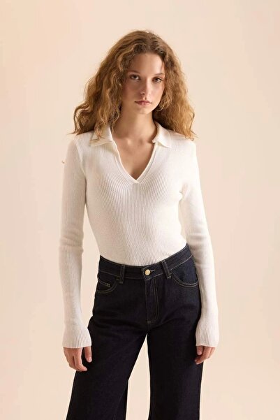 DeFacto A7540 Fitted Polo Neck Rib Sweater