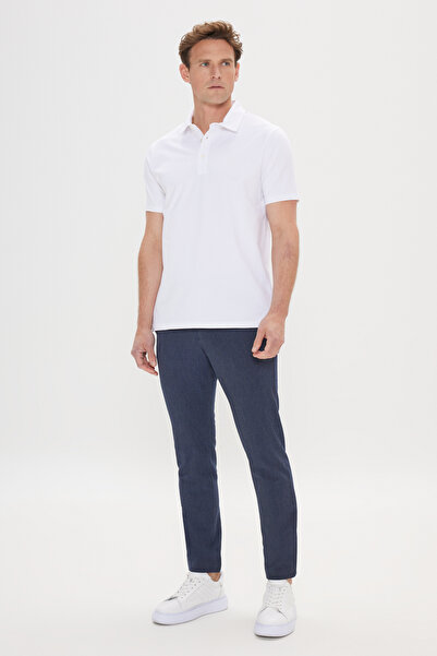 ALTINYILDIZ CLASSICS Tricou alb pentru bărbați, 100% bumbac, slim fit, cu gât polo
