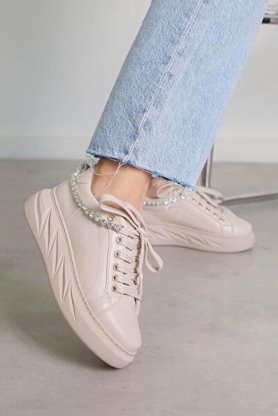 Stil Durağı ST818 MODEL4 CM TABANLI TAŞ DETAYLI SPOR AYAKKABI TEN.TAS