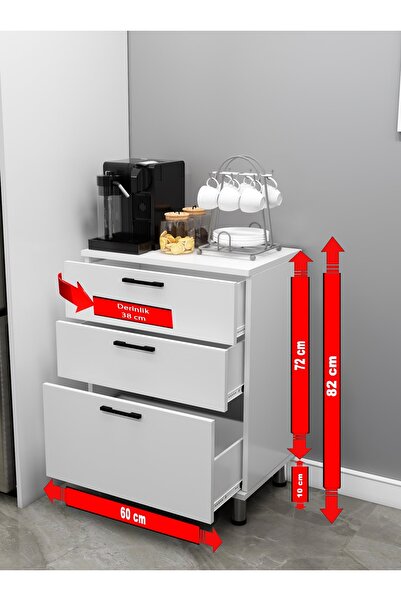 Kenyap Modüler Çok Amaçlı Mutfak Dolabı 3 Çekmeceli, Kendi Dolabını Kendin Tasarla Kn 110