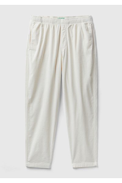 United Colors of Benetton Λευκό Slim Fit Velvet Ανδρικό παντελόνι Chino