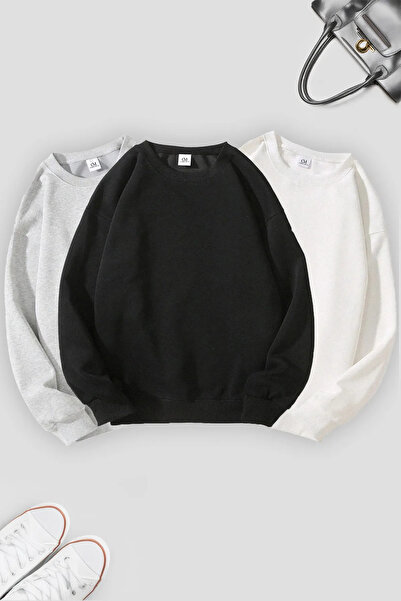 MAXIMILLIAN Πακέτο με 3 γυναικεία φούτερ με λευκό Grimelange μαύρο λαιμόκοψη ...