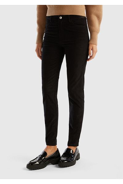 United Colors of Benetton Black Slim Fit Velvet Women's Trousers