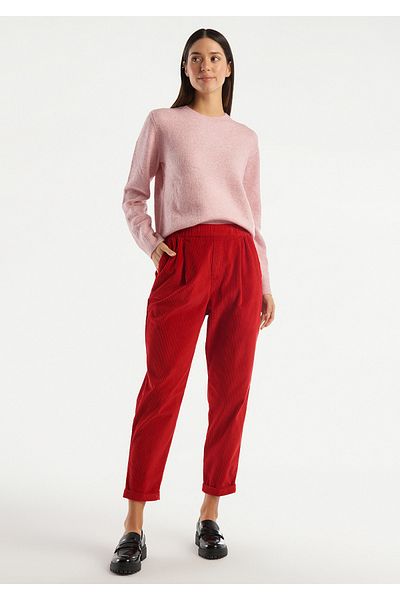 United Colors of Benetton Red Velvet Trousers - Elastic Waist