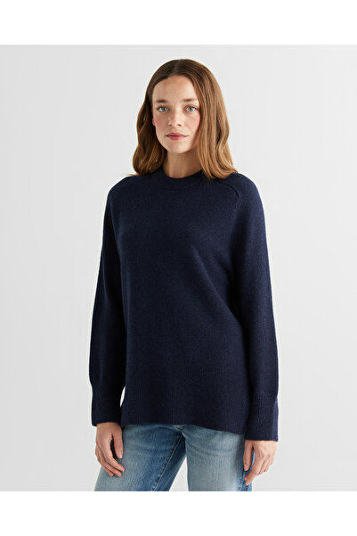 Gant Kadın Lacivert Relaxed Fit Bisiklet Yaka Kazak