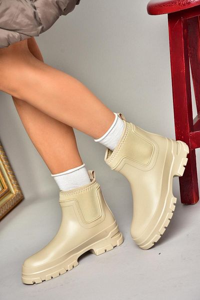 Fox Shoes Τ 858685409   Μπότες βροχής σε μπεζ χοντρή σόλα