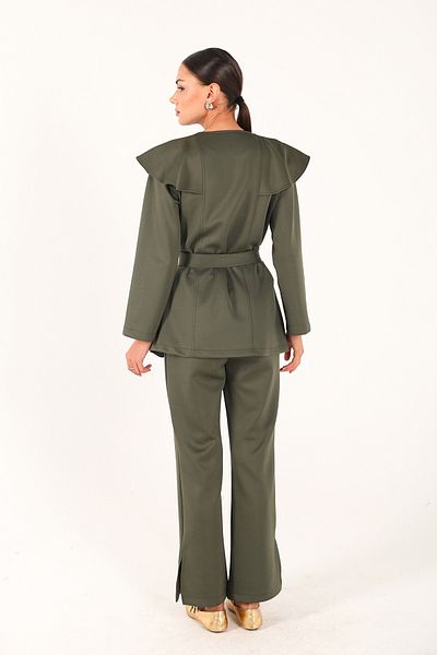 Melike Tatar Khaki Buttoned Scuba Suit 62-5075