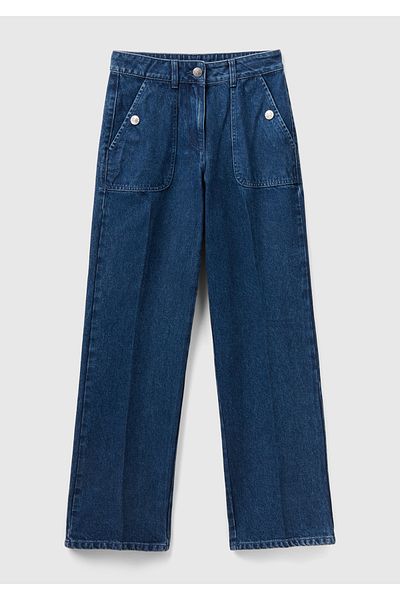 United Colors of Benetton Denim Women's Trousers - Large Pocket, Straight Fit