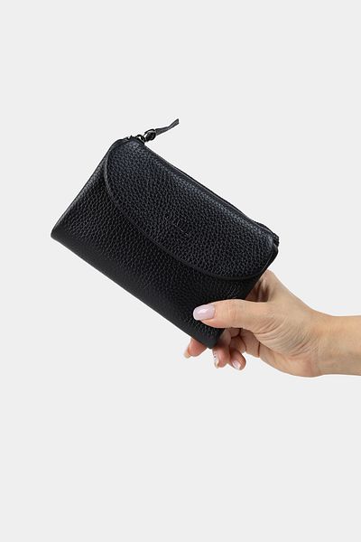 Grande 2813 Model Medium Size Black Genuine Leather Women's Wallet - Flother