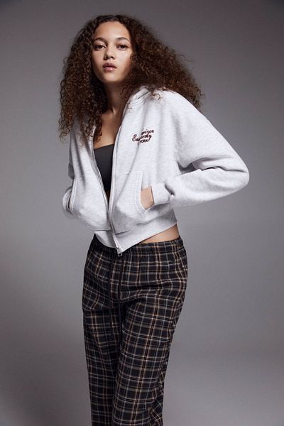 Pull & Bear Cropped hoodie with zip