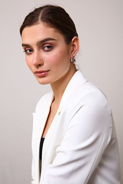 AURRARİ Kadın Gümüş Renk Mini Boy Vintage Rodyum Kaplama Halka Küpe