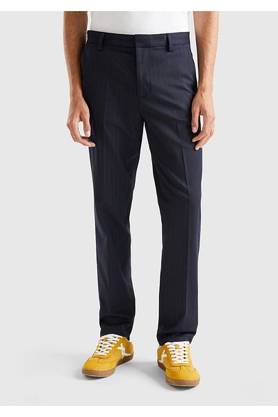 United Colors of Benetton Ανδρικό παντελόνι Polyviscous Slim Fit - Anthracite-Striped