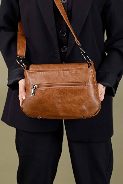 Getcho Vinner Women's Brown Crossbody Bag – Multi-Compartment, Adjustable Strap Suitable for Daily Use