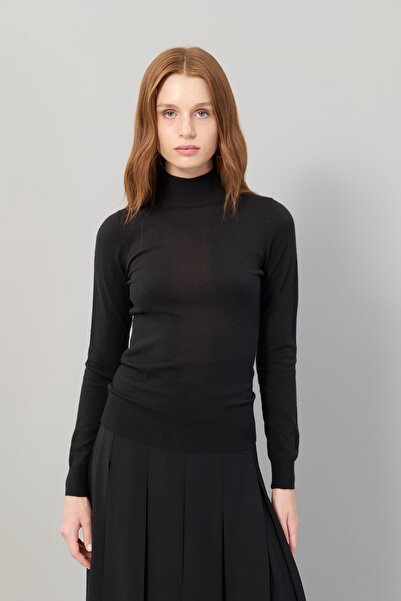 Roman Yarım Balıkçı Yaka Uzun Kol Triko Siyah K2471022_001