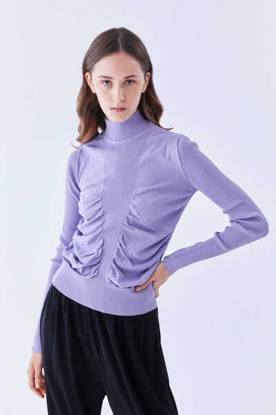 Roman Büzgülü Balıkçı Triko Lila K2279121_017