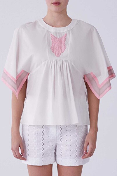 Roman Kol ve Ön Detaylı Bluz Krem Y2113124_047